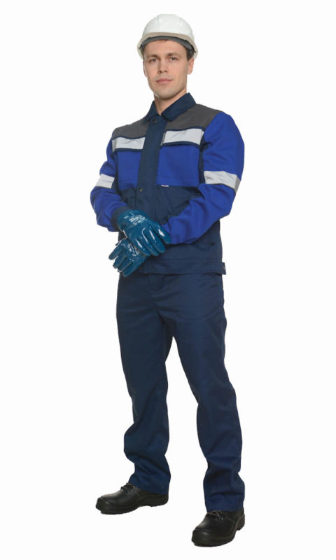 Г0232 Костюм РУДЭН куртка с брюками, темно-синий с васильковой и серой отделкой