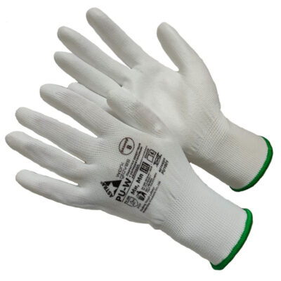 Перчатки полиэстеровые белые с белым полиуретаном Gward Astra PU-W