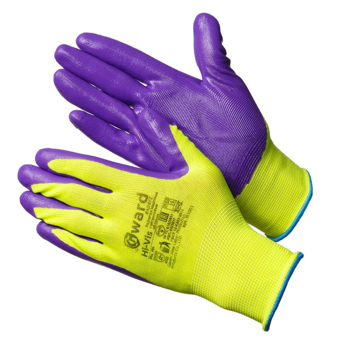 Яркие нейлоновые перчатки с нитрилом Gward Hi-Vis