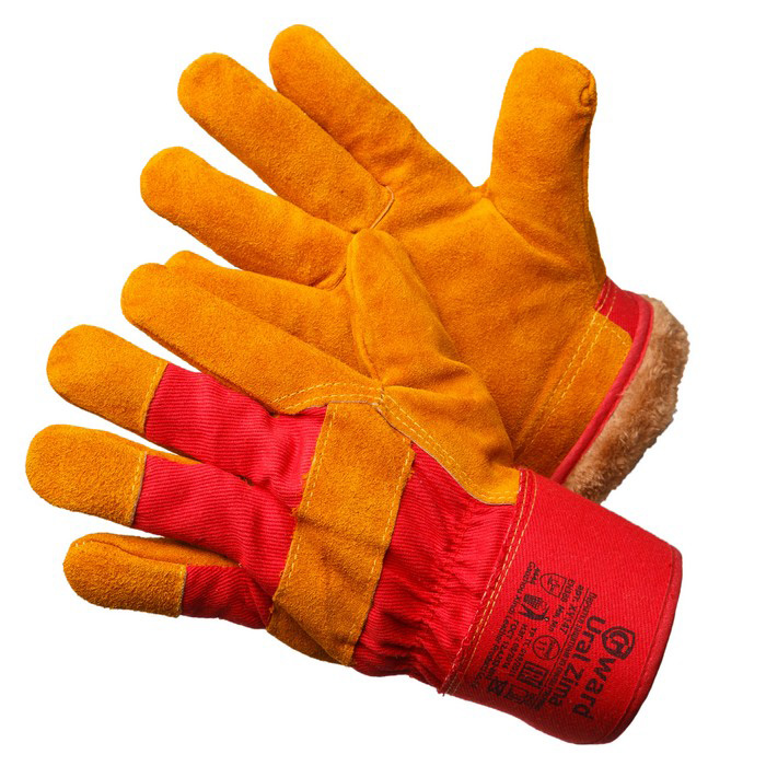 Утеплённые комбинированные спилковые перчатки класса А Gward Ural Zima